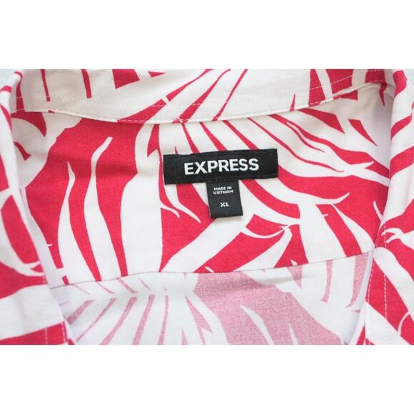 Express Rayon Hawaiian Shirt Button Up Floral Short Sleeve Mens Sz XL - Picture 7 of 9